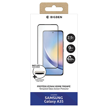 BigBen Connected Protection d'Écran pour Samsung Galaxy A35 en Verre Trempé 2.5D avec SmartFrame Transparent pas cher