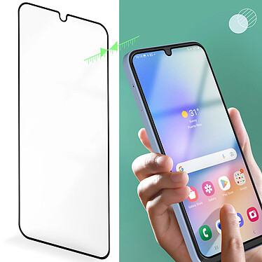 Avizar Verre Trempé pour Samsung Galaxy A15 Adhésion Totale Noir Transparent pas cher