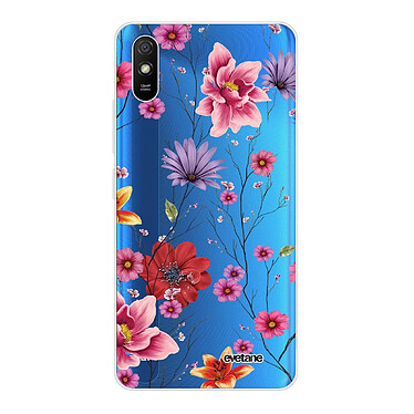 Evetane Coque Xiaomi Redmi 9A 360 intégrale transparente Motif Fleurs Multicolores Tendance