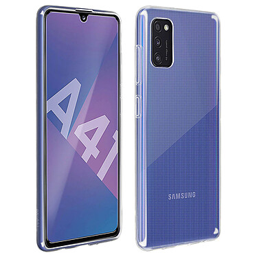 Avizar Coque Samsung Galaxy A41 Silicone Souple et Film Verre Trempé 9H transparent