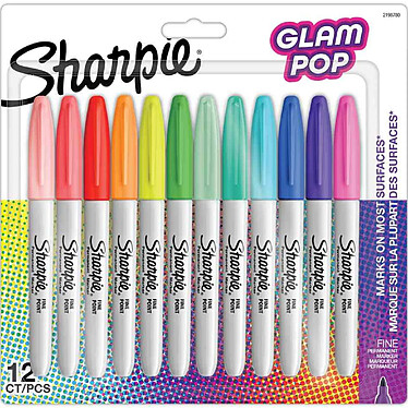 SHARPIE Marqueur permanent FINE 'Glam Pop', blister de 12