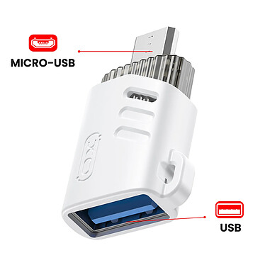 Avis XO Adaptateur OTG USB Femelle vers Micro-USB Mâle Transfert de Données Blanc