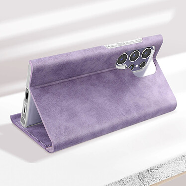 Avis Avizar Housse pour Samsung Galaxy S24 Ultra Clapet Porte-carte Éco-cuir Nappa Violet Clair