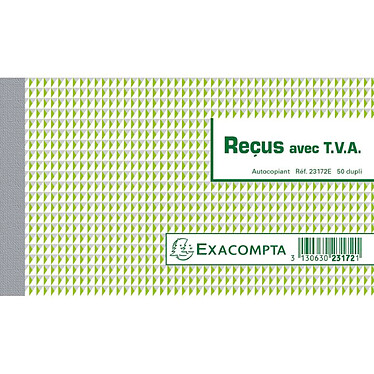 EXACOMPTA Manifold Reçus avec TVA 50 feuillets Dupli autocopiant 10.5 x 18 cm