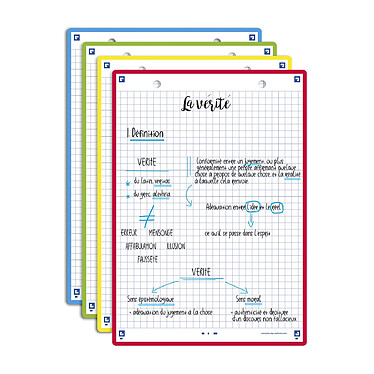 OXFORD Paquet de 32 Fiches Bristol revision 2.0 Perforées 148x210 mm A5 Q5/5 coloris assortis pas cher