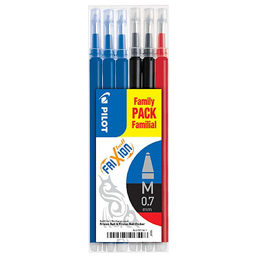 PILOT Set de 6 Recharges FRIXION BALL BLS-FR7 (3 Bleu + 2 Noir + 1 Rouge) x 12