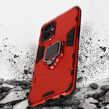 Avizar Coque pour Oppo Reno 8 Lite 5G Hybride Antichoc Bague Métallique Support  Rouge pas cher