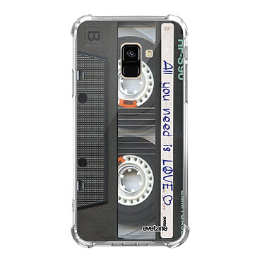 Evetane Coque Samsung Galaxy A8 2018 anti-choc souple angles renforcés transparente Motif Cassette