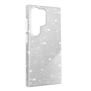 Avizar Coque pour Samsung S24 Ultra Paillette Silicone Semi rigide Fine Argent