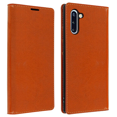 Avizar Étui Galaxy Note 10 Folio Cuir Véritable Porte cartes Support Vidéo Camel