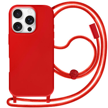 Avizar Coque Cordon Semi Rigide Soft touch pour iPhone 16 Pro Max Rouge