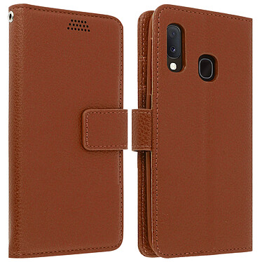 Avizar Housse Samsung Galaxy A20e Étui Folio Soft Touch Support Vidéo marron