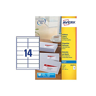 AVERY Boîte de 350 étiquettes adresses jet d encre 99,1x38,1mm blanches