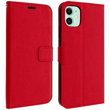 Avizar Housse Apple iPhone 11 Étui Porte carte Support Vidéo Vintage Rouge