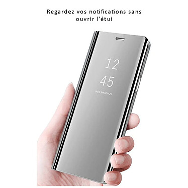 Avis Evetane Etui Samsung Galaxy A41 à rabat clear view translucide Support Miroir Anti chocs Argent