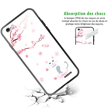 Avis Evetane Coque en verre trempé iPhone 6/6S Chat et Fleurs