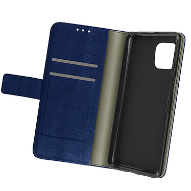 Avizar Housse Samsung Galaxy A22 5G Aspect Grainé Clapet Portefeuille Stand Vidéo bleu