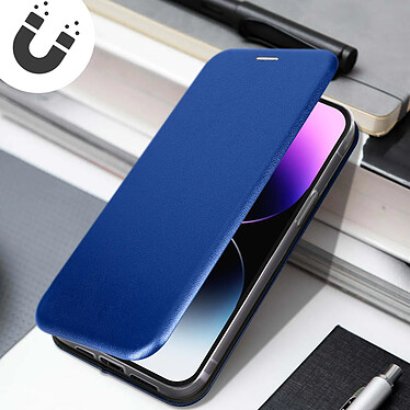 Acheter Avizar Housse pour iPhone 14 Pro Max Clapet Porte-carte Support vidéo Finition Satinée  bleu nuit