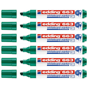 EDDING Marqueur pour Tableaux Blancs 663 Vert Pointe Biseautée 1-5 mm x 6