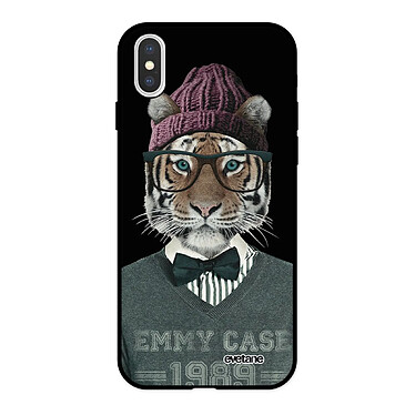 Evetane Coque iPhone X/ Xs Silicone Liquide Douce noir Tigre Fashion