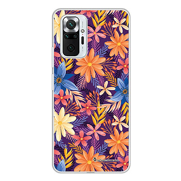 LaCoqueFrançaise Coque Xiaomi Redmi Note 10 Pro 360 intégrale transparente Motif Fleurs violettes et oranges Tendance