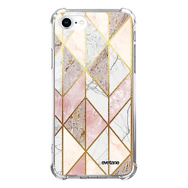 Evetane Coque iPhone 7/8/ iPhone SE 2020 anti-choc souple angles renforcés transparente Motif Marbre Rose Losange