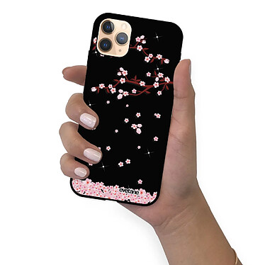 Evetane Coque iPhone 11 Pro Silicone Liquide Douce noir Chute De Fleurs pas cher