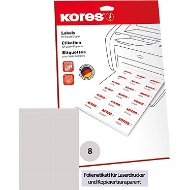 KORES Etiquette en film, 105 x 74 mm, transparent