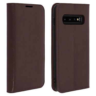 Avizar Étui Samsung Galaxy S10 Plus Housse Folio Cuir Support Vidéo marron