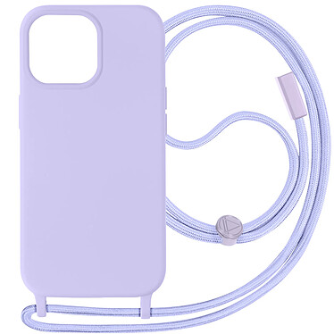 Avizar Coque Cordon pour iPhone 15 Pro Semi-Rigide Lanière Tour du Cou 80cm  Violet