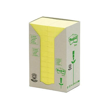 POST-IT Tour de 24 Bloc-notes adhésif Recyclé 38 x 51 mm Jaune