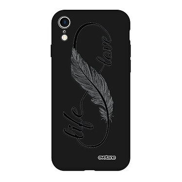 Evetane Coque iPhone Xr Silicone Liquide Douce noir Love Life