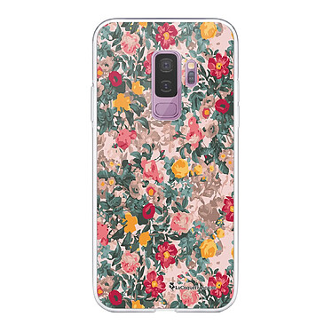 LaCoqueFrançaise Coque Samsung Galaxy S9 Plus 360 intégrale transparente Motif Fleurs Beige et Rose Tendance