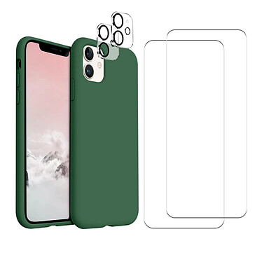 Acheter Evetane Coque iPhone 11 Vert Foret Silicone Liquide + 2 Protections écran et 2 protections Objectif Caméra