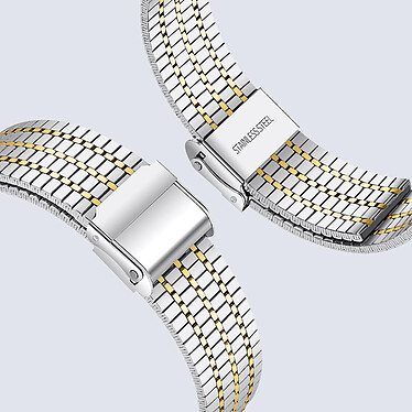 Avis Avizar Bracelet pour Apple Watch 49mm 45mm 44mm 42mm Maillon Carré Acier Inoxydable Argent et Doré