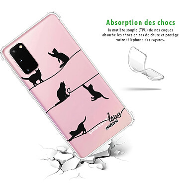 Avis Evetane Coque Samsung Galaxy S20 anti-choc souple angles renforcés transparente Motif Chat Lignes