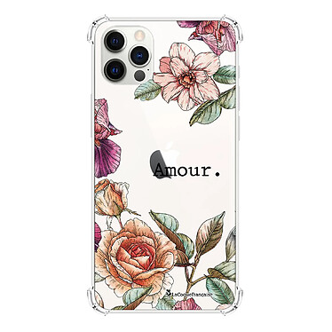 LaCoqueFrançaise Coque iPhone 12/12 Pro anti-choc souple angles renforcés transparente Motif Amour en fleurs