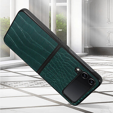 Avis Avizar Coque pour Samsung Z Flip 4 Cuir Texture Croco Série Crocs Wild  vert foncé