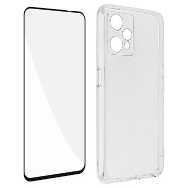 Avizar Coque pour Realme 9 Pro Plus et 9 4G Silicone Souple et Film Verre Trempé 9H  noir