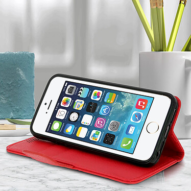 Acheter Avizar Étui iPhone 5 / 5S / SE Housse Clapet Porte-carte Fonction stand - Rouge