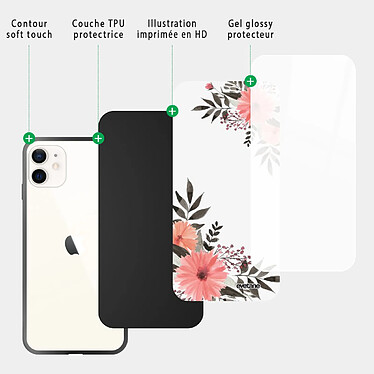 Acheter Evetane Coque iPhone 12 Mini Coque Soft Touch Glossy Fleurs roses Design