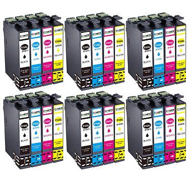 COMETE, Entreprise française - 16XL - 24 Cartouches d'encre Compatibles avec EPSON 16 XL - Noir/Couleur