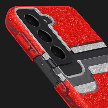 Avizar Coque Samsung Galaxy S21 Plus Paillette Amovible Silicone Semi-rigide Rouge pas cher