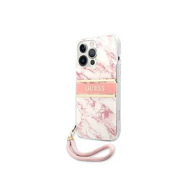 Guess Coque pour Apple iPhone 13 Pro Marble Strap Rose