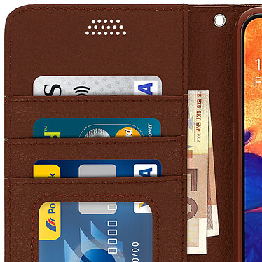 Avizar Etui Samsung Galaxy A10 Housse Folio Support Vidéo Porte-carte marron pas cher