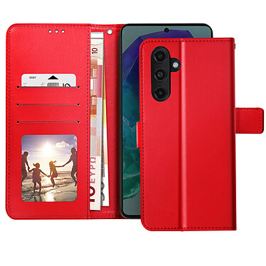 Avizar Étui pour Samsung M55 Design Vintage Clapet Portefeuille Support Vidéo Rouge