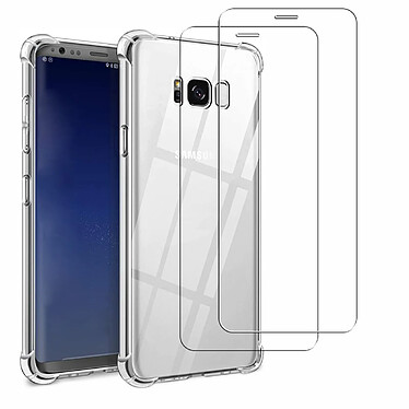 Acheter Evetane Coque Samsung Galaxy S8 Antichocs Silicone + 2 Vitres en Verre Trempé Protection écran