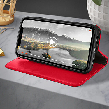 Avizar Etui folio Rouge Cuir véritable pour Apple iPhone 11 pas cher