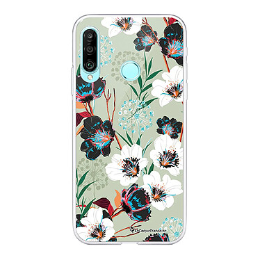 LaCoqueFrançaise Coque Huawei P30 Lite/ P30 Lite XL 360 intégrale transparente Motif Fleurs vert d'eau Tendance