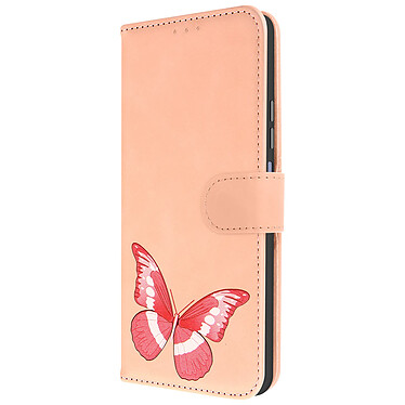 Avizar Étui Portefeuille Simili Cuir Rose , Design Papillon p. Xiaomi Redmi Note 12 5G et 12 4G